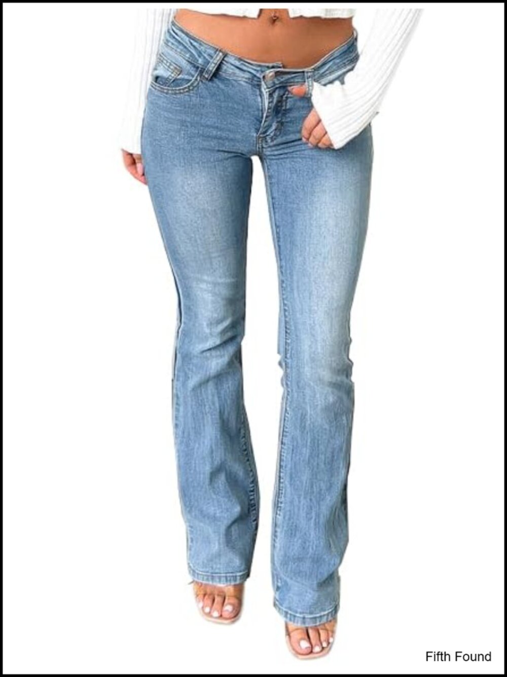 Women's Low Rise Stretch Skinny Flare Jeans Double Button